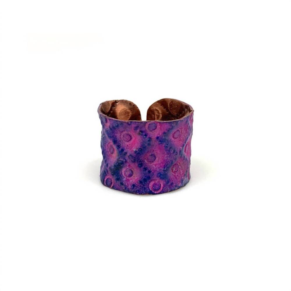 NEW ANJU women's geo copper ring in purple